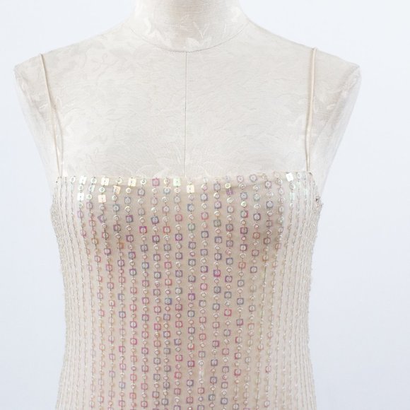SOLD Dress Vintage 90s Genny Prada 4 Silk Hologram Sequin Formal Wedding Gown - Picture 12 of 15